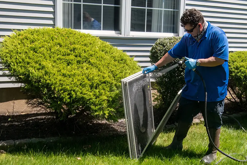 Washing window screens